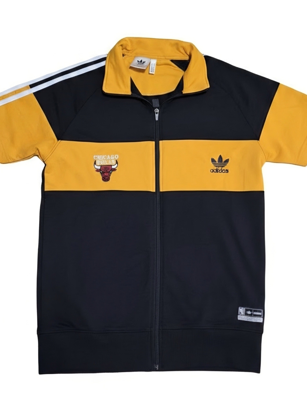 Adidas Originals Chicago Bulls NBA Short Sleeve Full Zip Track Jacket Black Gold